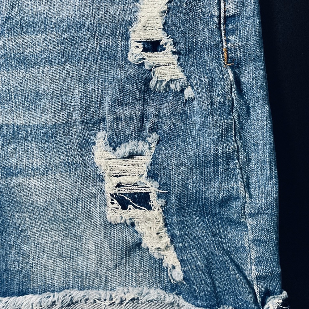 Blue Distressed Denim Shorts - Picture 4 of 8